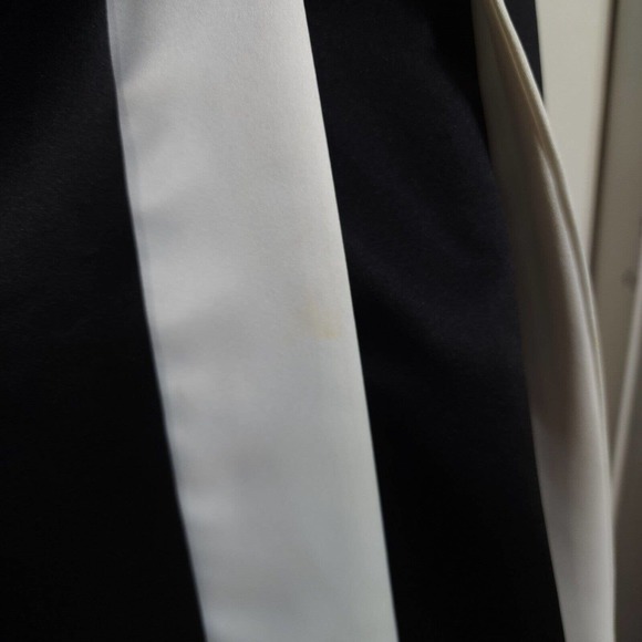 Jessica Mcclintock Gunne Sax Dress Black Satin White Bow Tea Evening Gown Vtg 4 - Picture 6 of 12